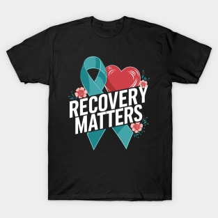 Addiction Awareness Ribbon National Recovery Month Retro T-Shirt